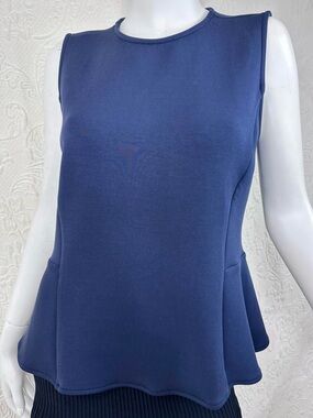 Spanx Airelux Navy Blue Sleeveless Peplum Top